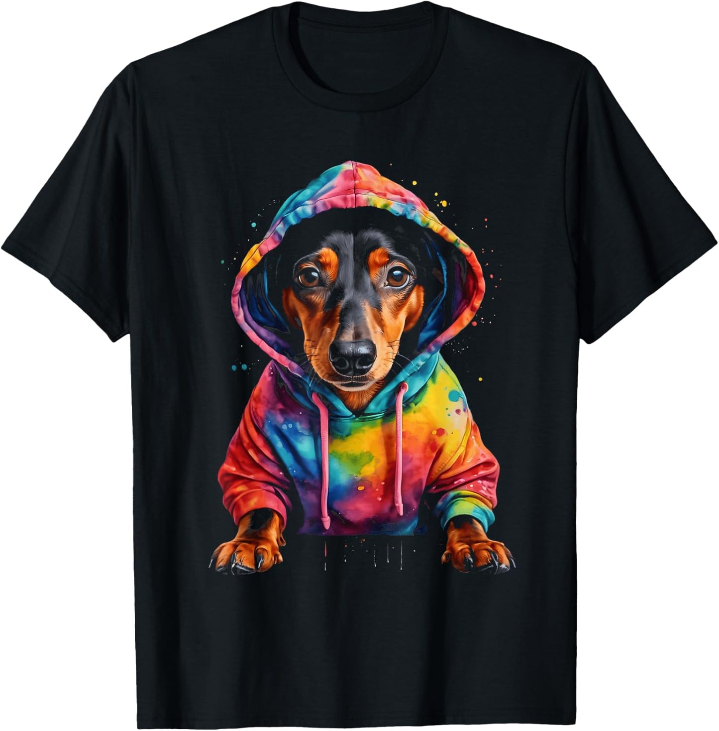 Dachshund Weenie Wiener Weiner Dog Funny Art Graphic Men Women Kids T-Shirt - T-Shirt | Black