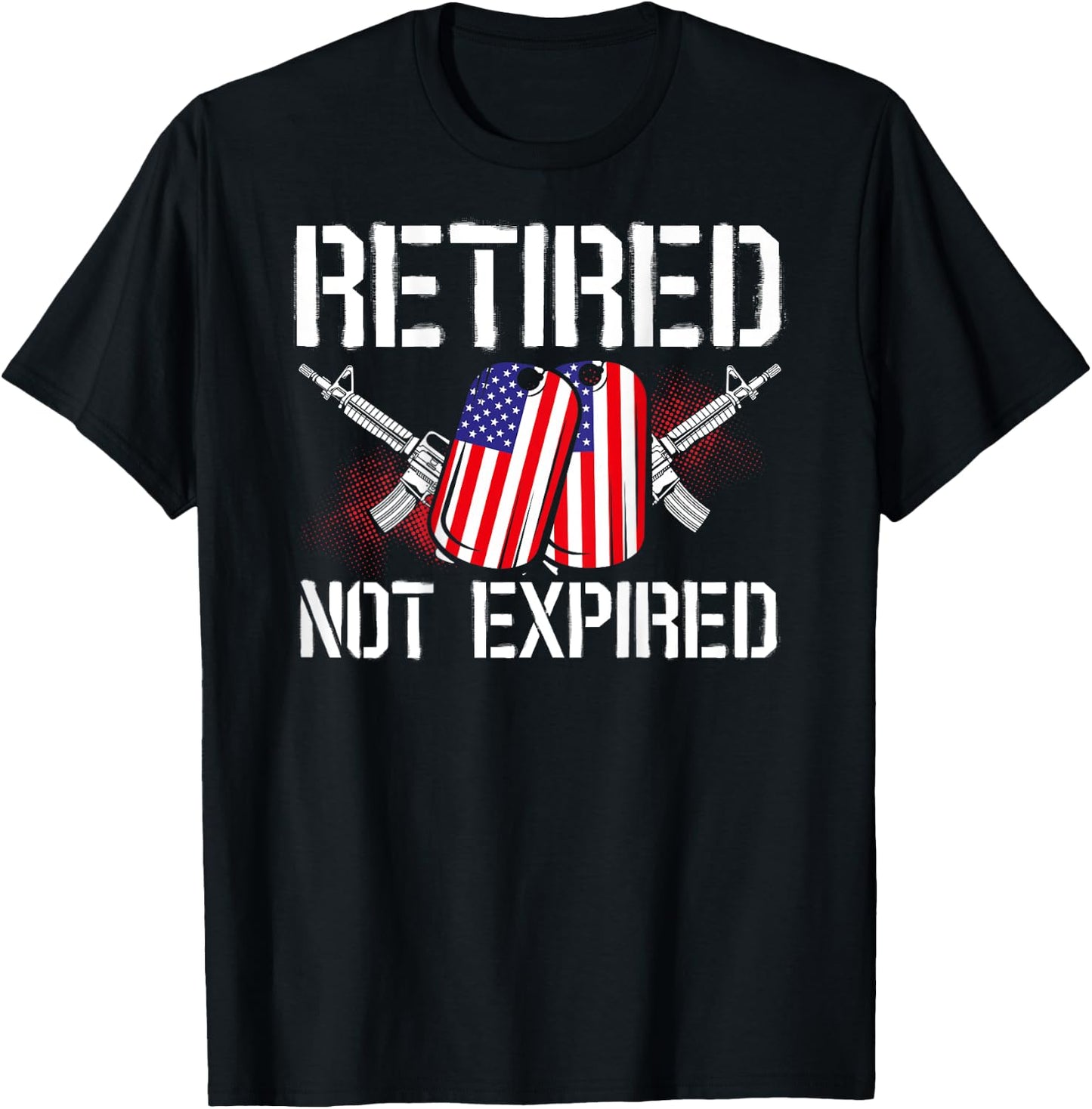 Retired Not Expired Veteran Back Print T-Shirt - T-Shirt | Black