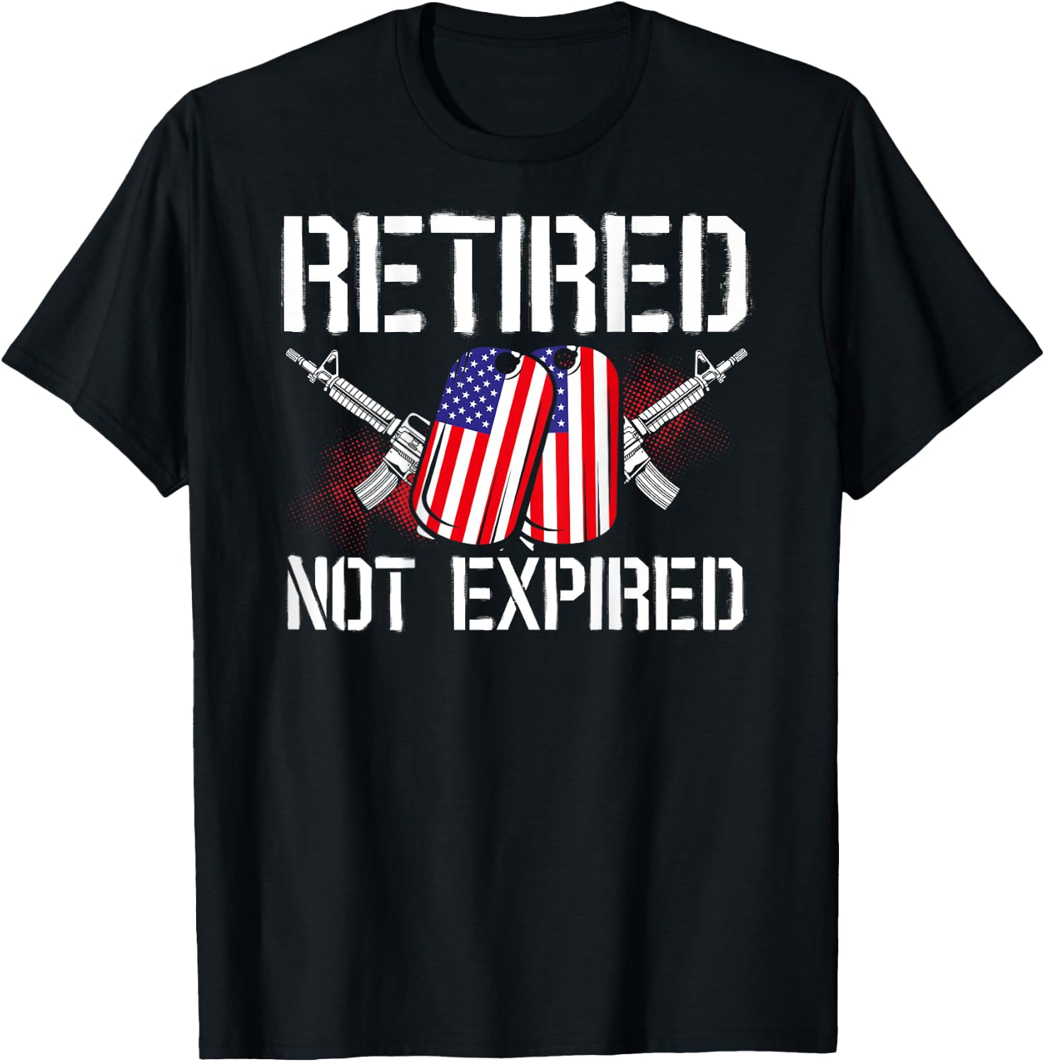 Retired Not Expired Veteran Back Print T-Shirt - T-Shirt | Black