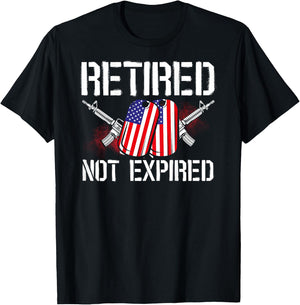 Retired Not Expired Veteran Back Print T-Shirt - T-Shirt | Black