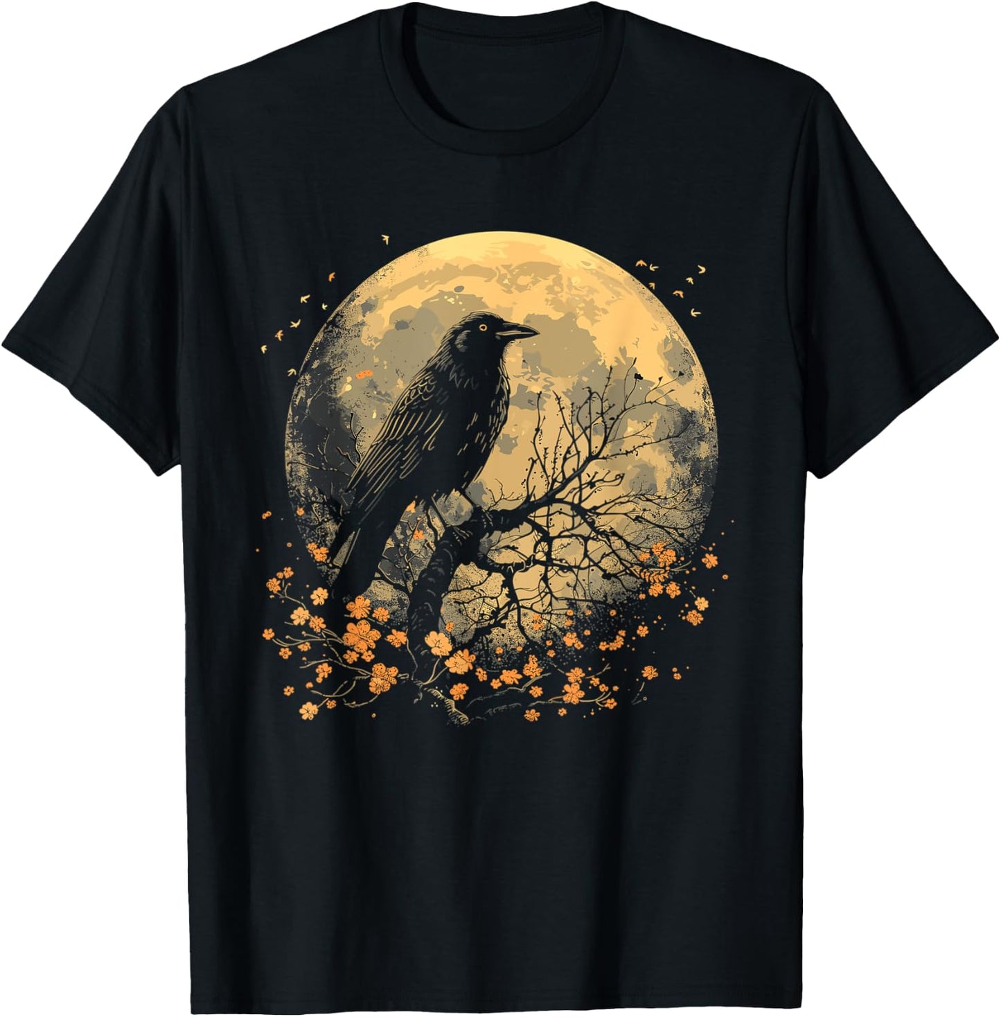 Black Raven Nature Art Crow Moon T-Shirt - T-Shirt | Black