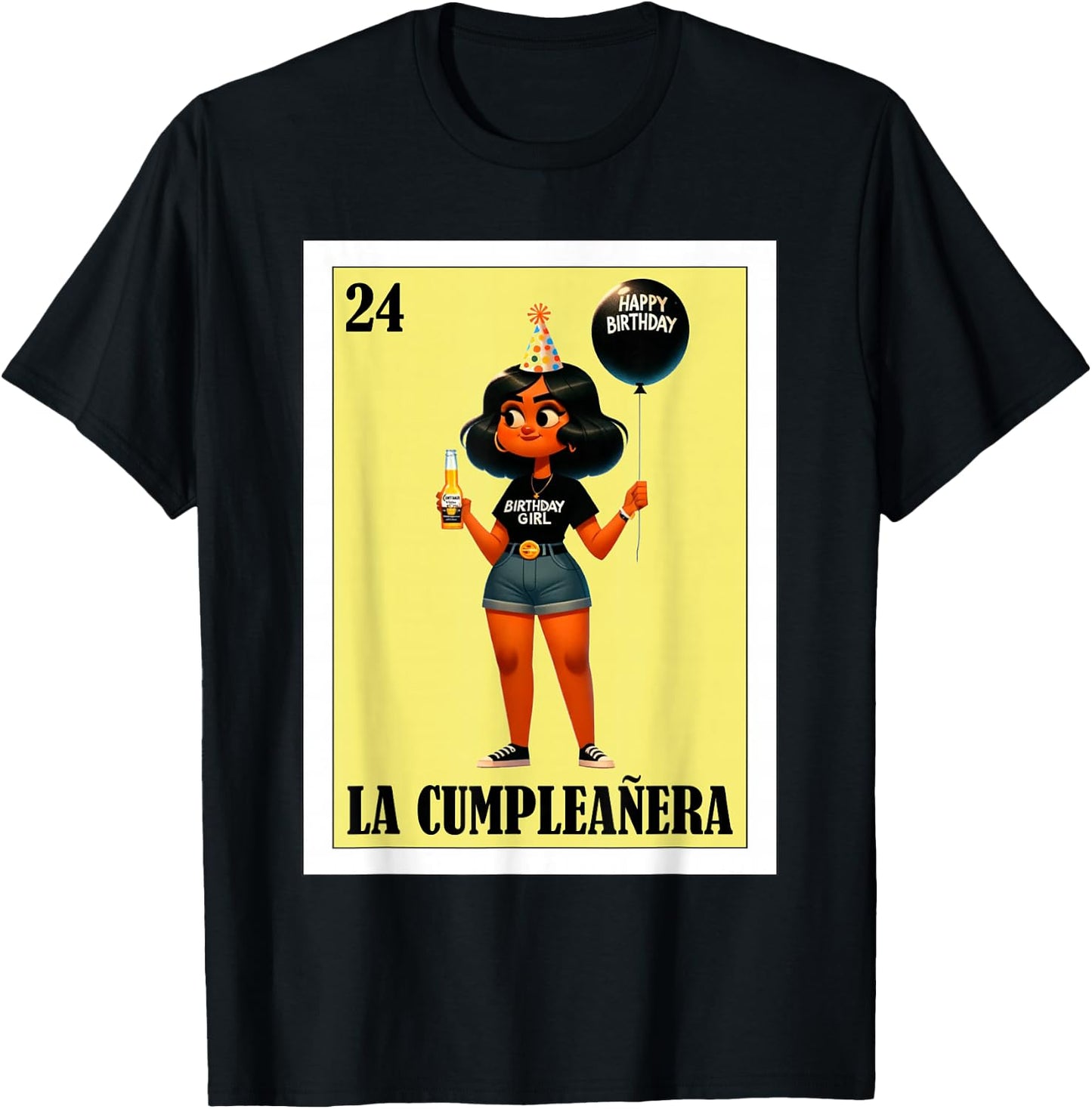 Funny Mexican Birthday Girl Design - La Cumpleañera T-Shirt - T-Shirt | Black