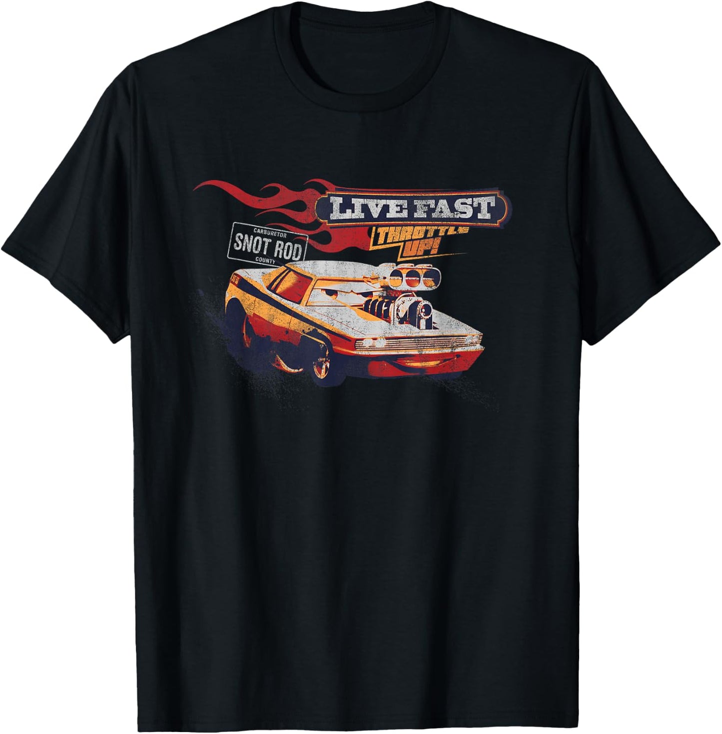 Disney and Pixar’s Cars Snot Rod Live Fast Vintage T-Shirt - T-Shirt | Black
