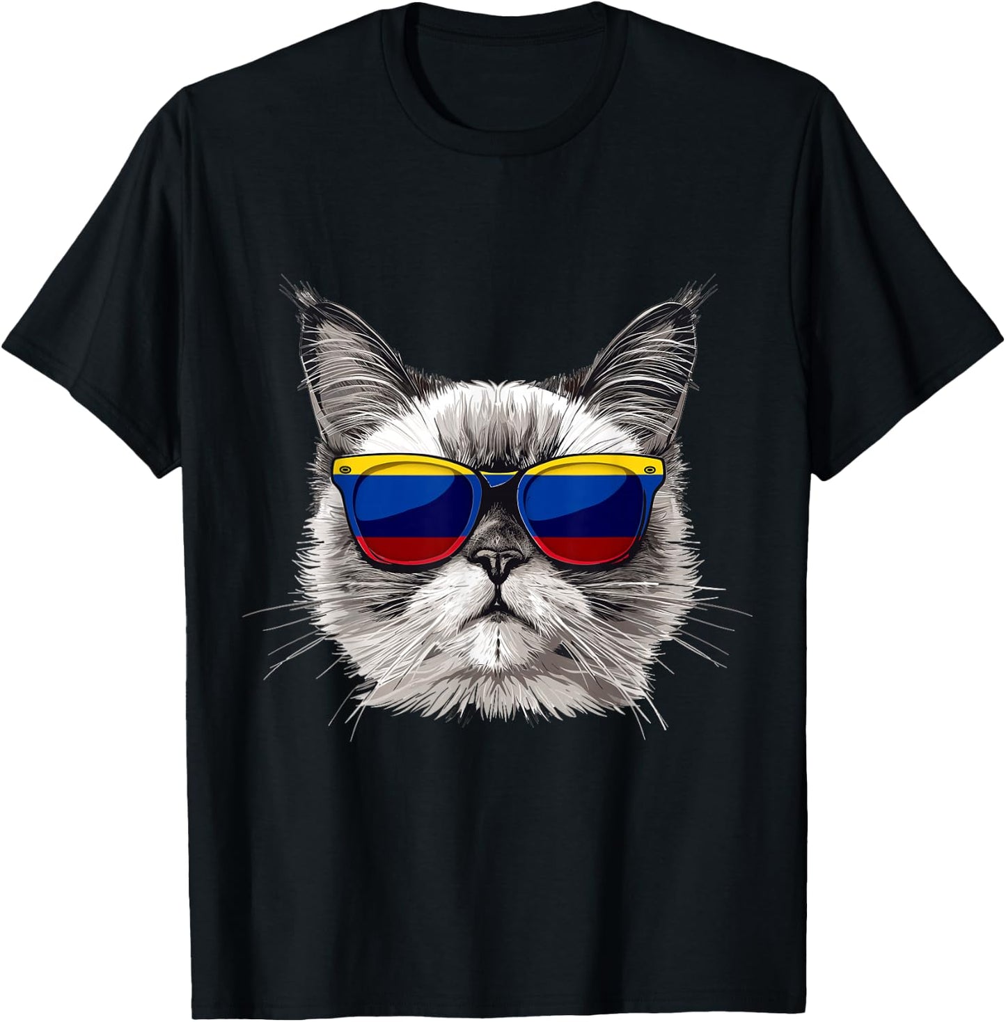 Colombia Flag Cat Mom Souvenirs Products Kitten Colombian T-Shirt - T-Shirt | Black