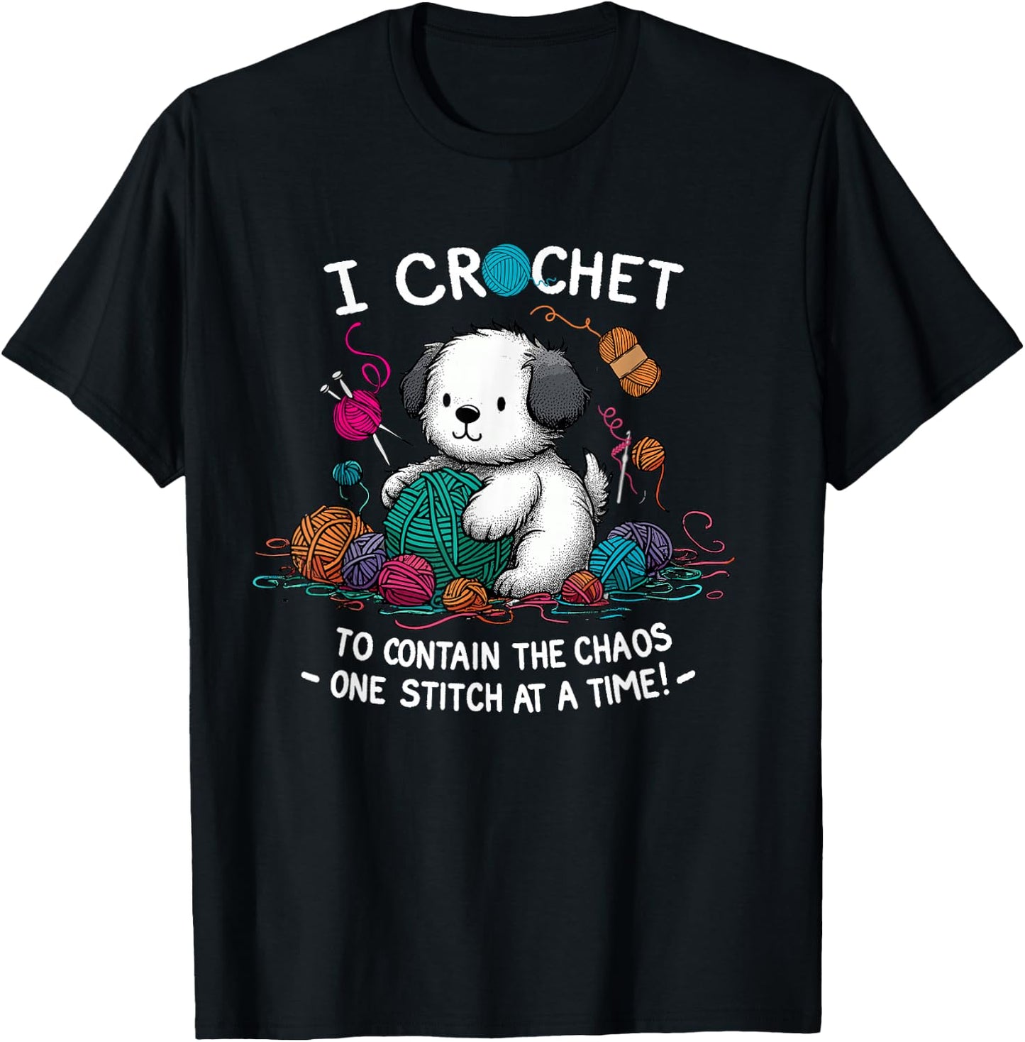 Funny Graphic for Yarn Crochet Lovers Dog Theme Mom T-Shirt - T-Shirt | Black
