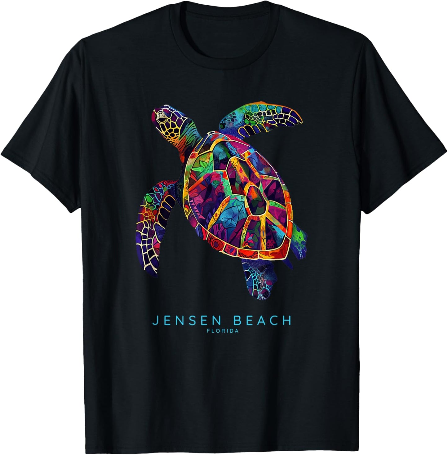 Jensen Beach FL Souvenir Florida Vintage Design Sea Turtle T-Shirt - T-Shirt | Black