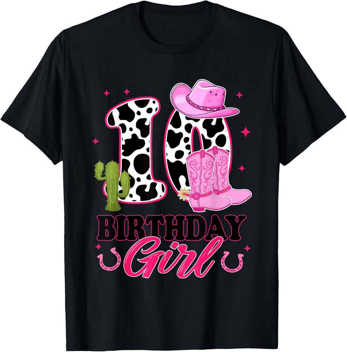 10th Birthday Girl Rodeo Western 10 Year Old Cowgirl T-Shirt - T-Shirt | Black