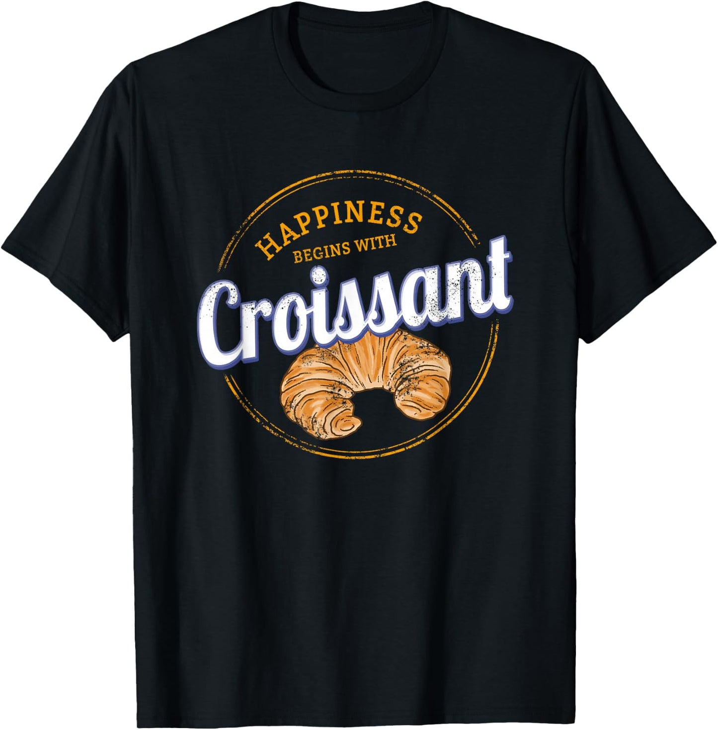 Croissant Snack Vintage France Retro Breakfast Souvenir T-Shirt - T-Shirt | Black