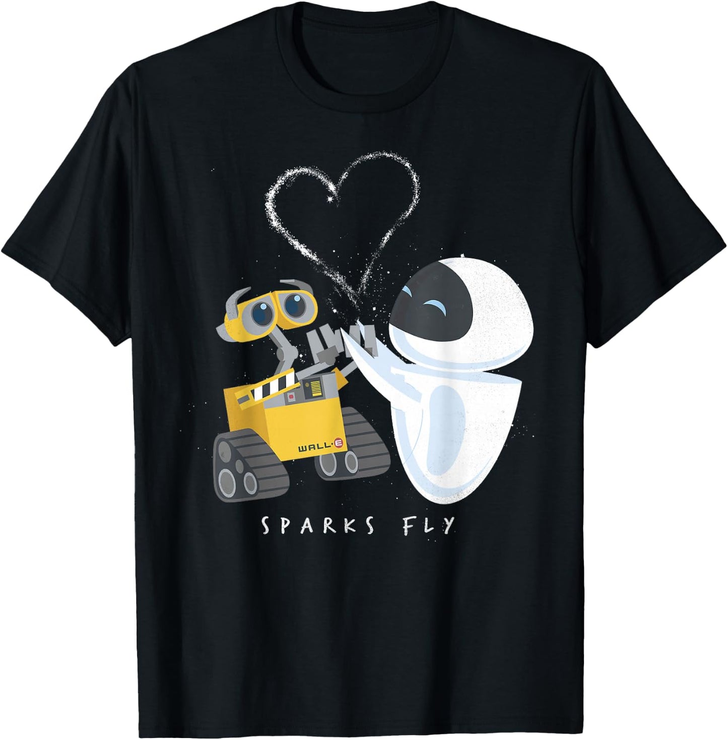 Disney Pixar Wall-E Eve Heart Sparks Fly T-Shirt - T-Shirt | Black