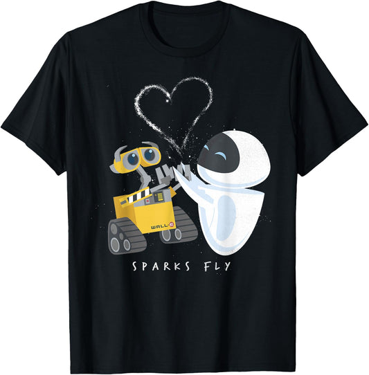 Disney Pixar Wall-E Eve Heart Sparks Fly T-Shirt - T-Shirt | Black