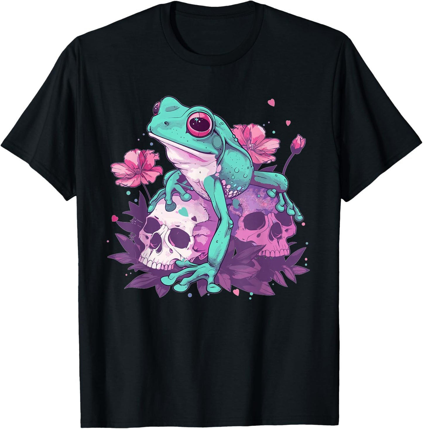 Cute Pastel Goth Frog , Small, Black T-Shirt - T-Shirt | Black