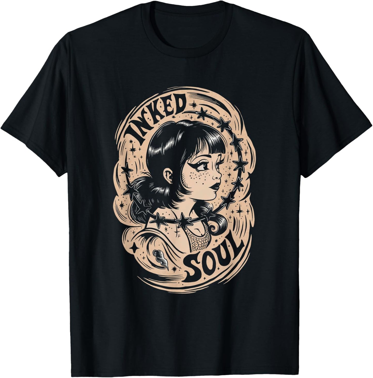 Inked Soul Vintage Tattoo Goth Girl T-Shirt - T-Shirt | Black