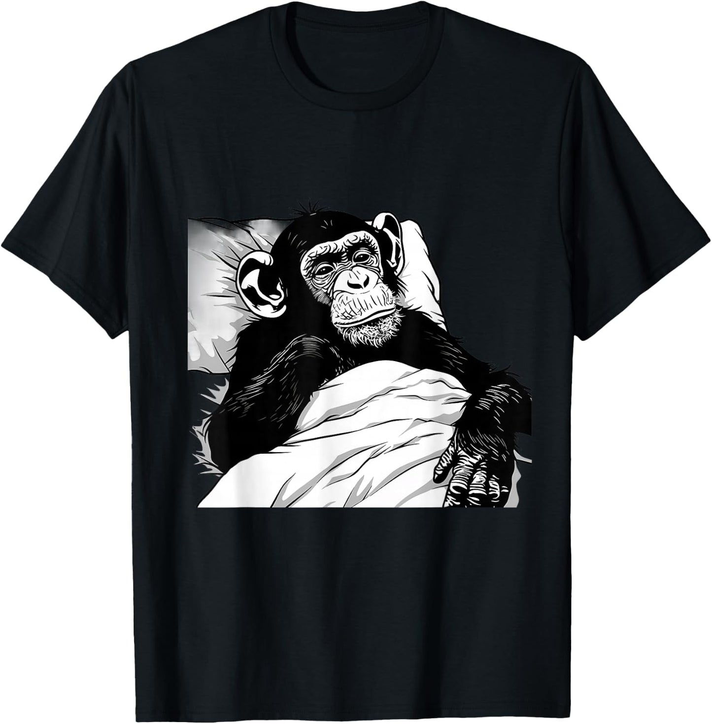 Sleeping Monkey Napping Sleepy Monkey Sleepy Animal Drawing T-Shirt - T-Shirt | Black
