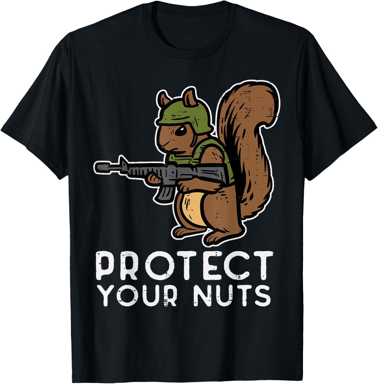 Squirrel Protect Your Nuts Funny Chipmunk Men Women Boy Kids T-Shirt - T-Shirt | Black
