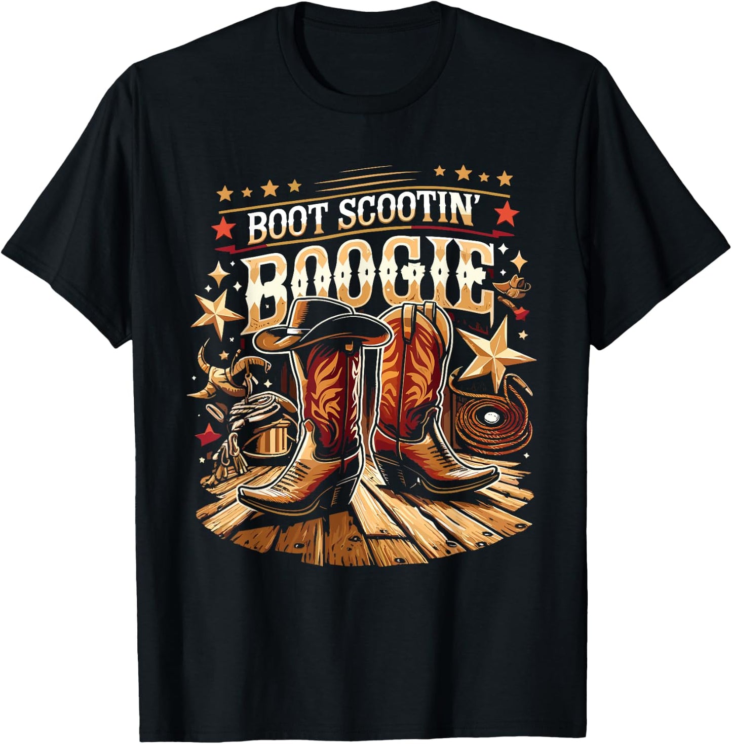 Boot Scootin’ Boogie Cowboy Western Cowboy Boots T-Shirt - T-Shirt | Black