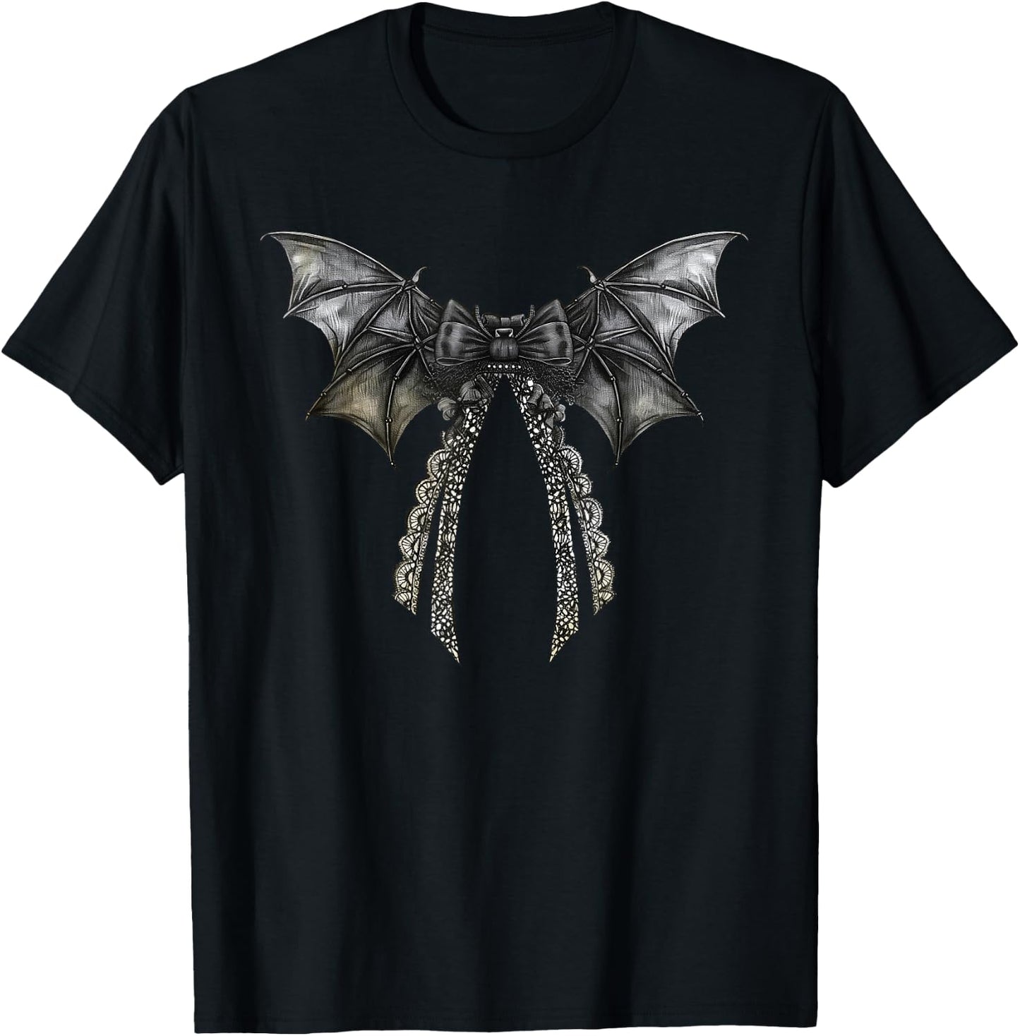 Coquette Bow Bat Vampire Spooky Season Halloween Costumes T-Shirt - T-Shirt | Black
