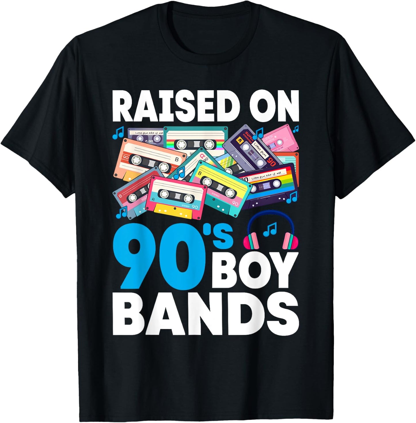 Raised On 90s Boy Bands Cassette Tape Retro T-Shirt - T-Shirt | Black