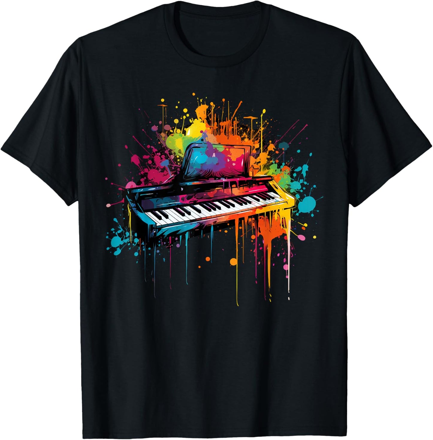 Keyboard instrument on colorful painted Keyboard T-Shirt - T-Shirt | Black