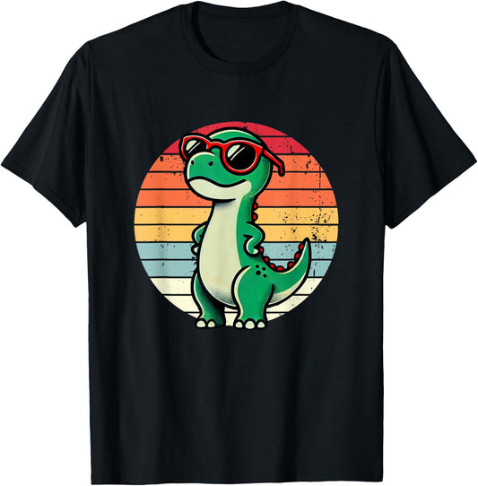 Cool Retro Dinosaur T-Rex Novelty Men Women Kids Dinosaur T-Shirt - T-Shirt | Black
