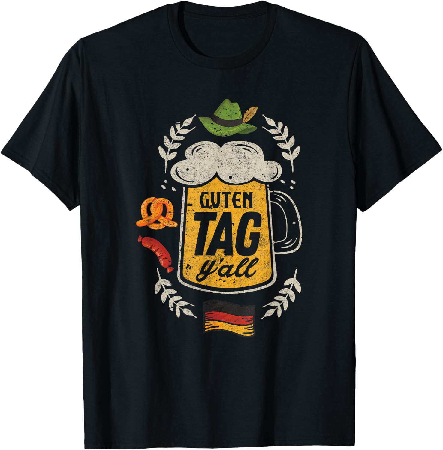 Guten Tag Y'all German Shirt Oktoberfest Beer Men Women T-Shirt - T-Shirt | Black
