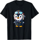 Penguin Cartoon Pilot Flying Airplane T-Shirt - T-Shirt | Black