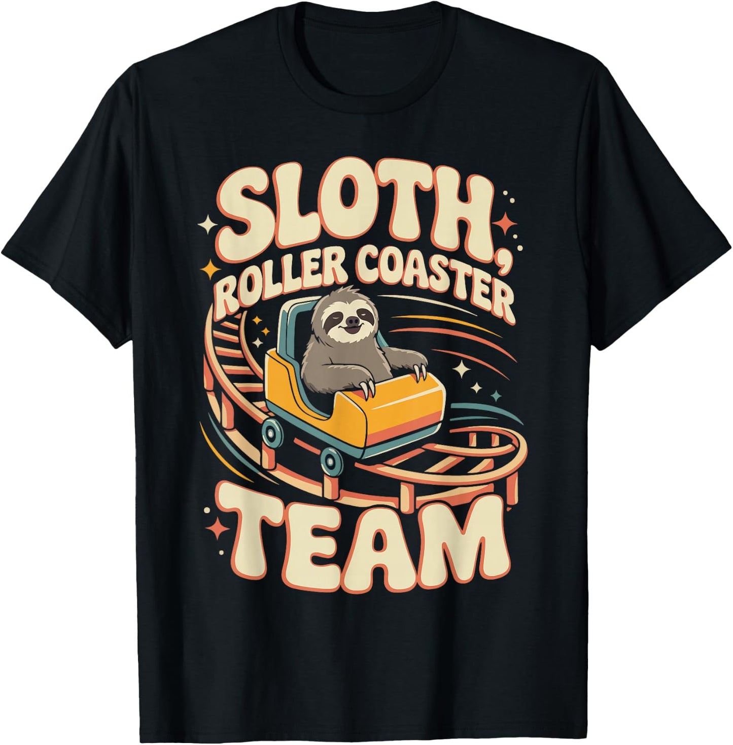 Roller Coaster Sloth Sloth Roller Coaster Team T-Shirt - T-Shirt | Black