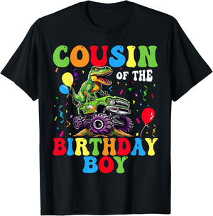 Cousin Of The Birthday Boy Dinosaur Monster Truck T-Shirt - T-Shirt | Black