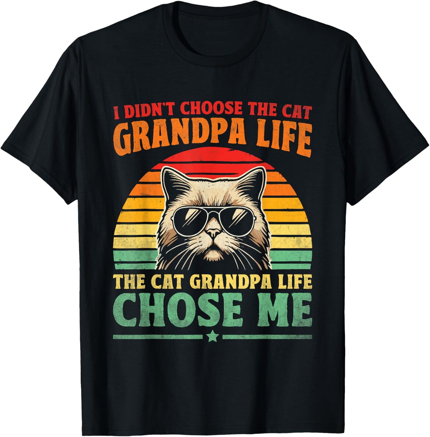 Cat Grandpa Life Cat Lover Grandpa Cat Grandfather T-Shirt - T-Shirt | Black