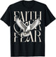Faith Over Fear Dove Back Print Christian Bold Typography T-Shirt - T-Shirt | Black