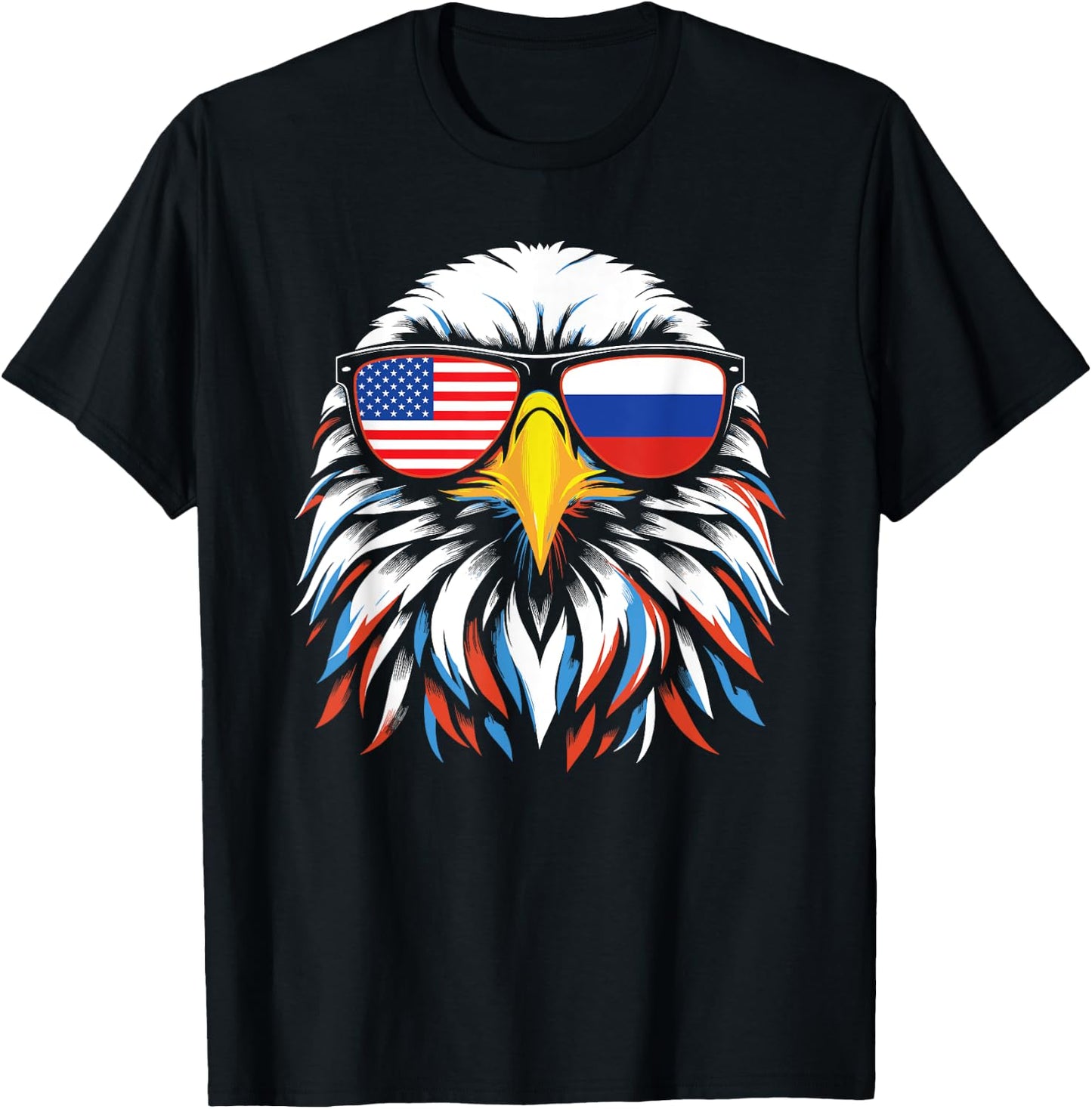 Russia USA Flag Half Russian American Patriotic Eagle Kids Men T-Shirt - T-Shirt | Black