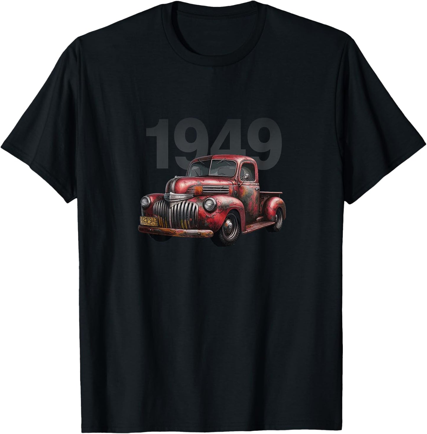 Old Red 1949 Pickup Truck, Vintage Pick Up, Classic Trucks T-Shirt - T-Shirt | Black