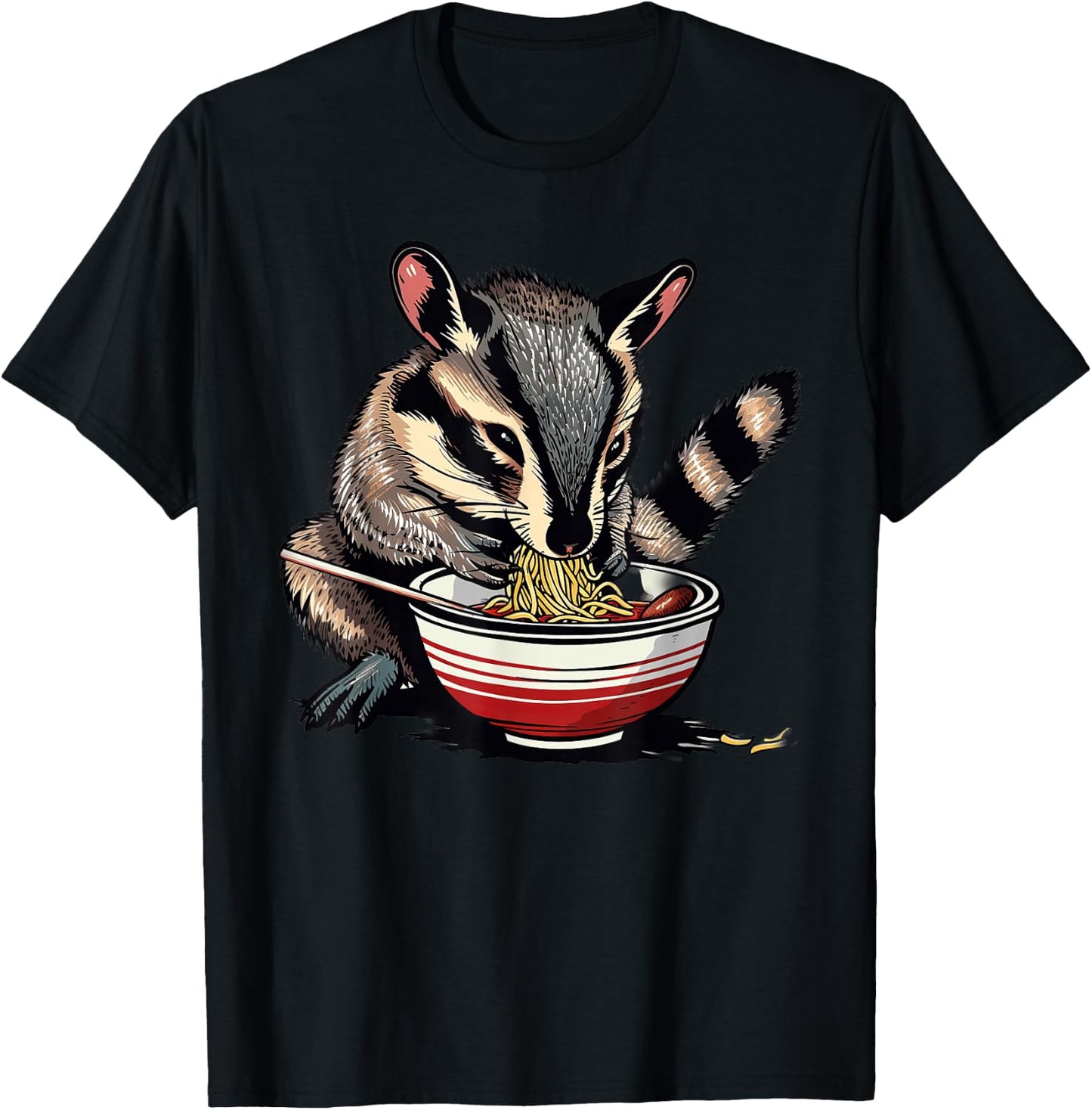 Numbat Eating Ramen T-Shirt - T-Shirt | Black