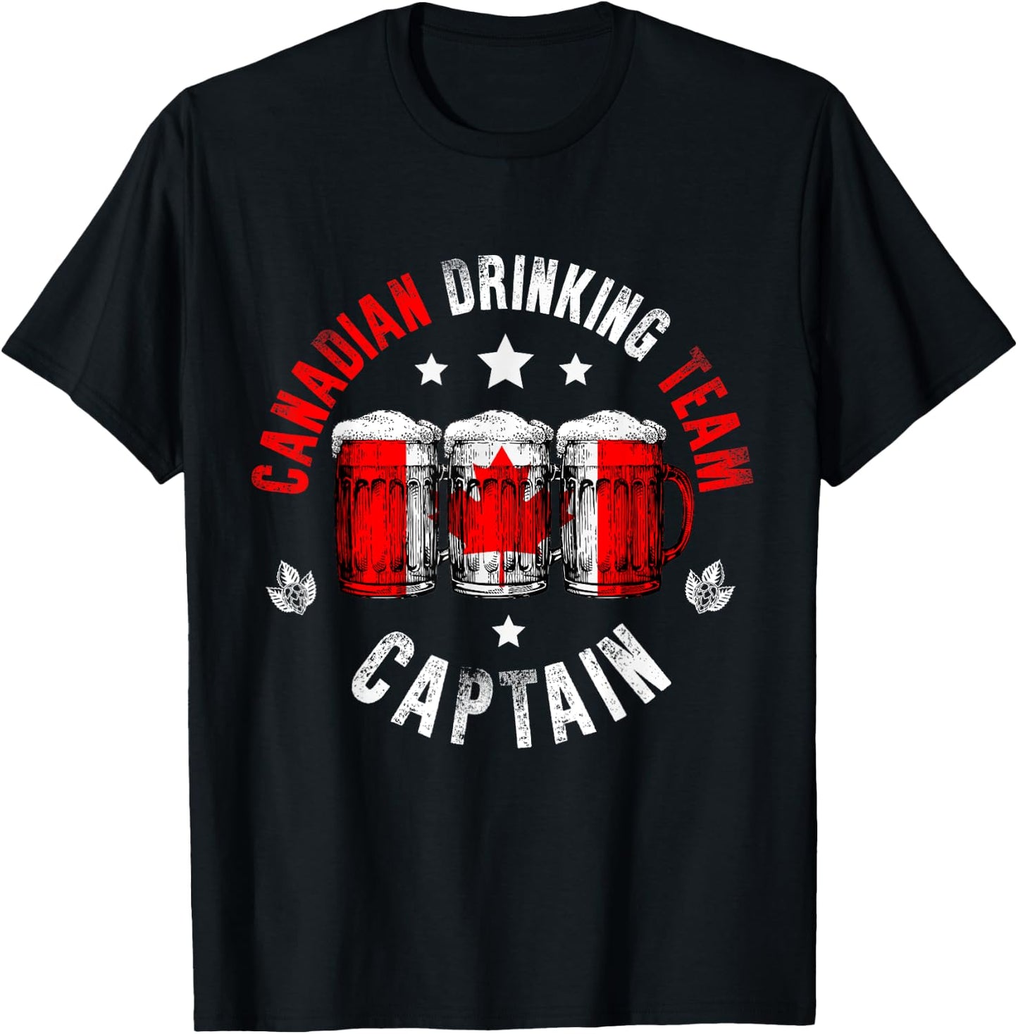 Drink Beer Can Canada Flag Funny Drinking Canadian Team T-Shirt - T-Shirt | Black