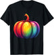 Vibrant Rainbow Pumpkin Graphic T-Shirt - T-Shirt | Black