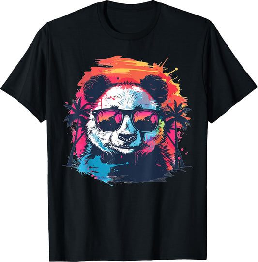 Aesthetic Panda Bear With Sunglasses I Panda T-Shirt - T-Shirt | Black