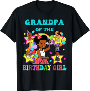 Grandpa of Birthday Girl Gracie Pink Doll Family Decorations T-Shirt - T-Shirt | Black