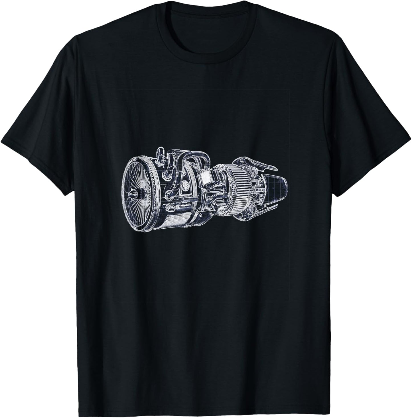 Jet Engine Blueprint Amazing - Engineers / Mechanics T-Shirt - T-Shirt | Black