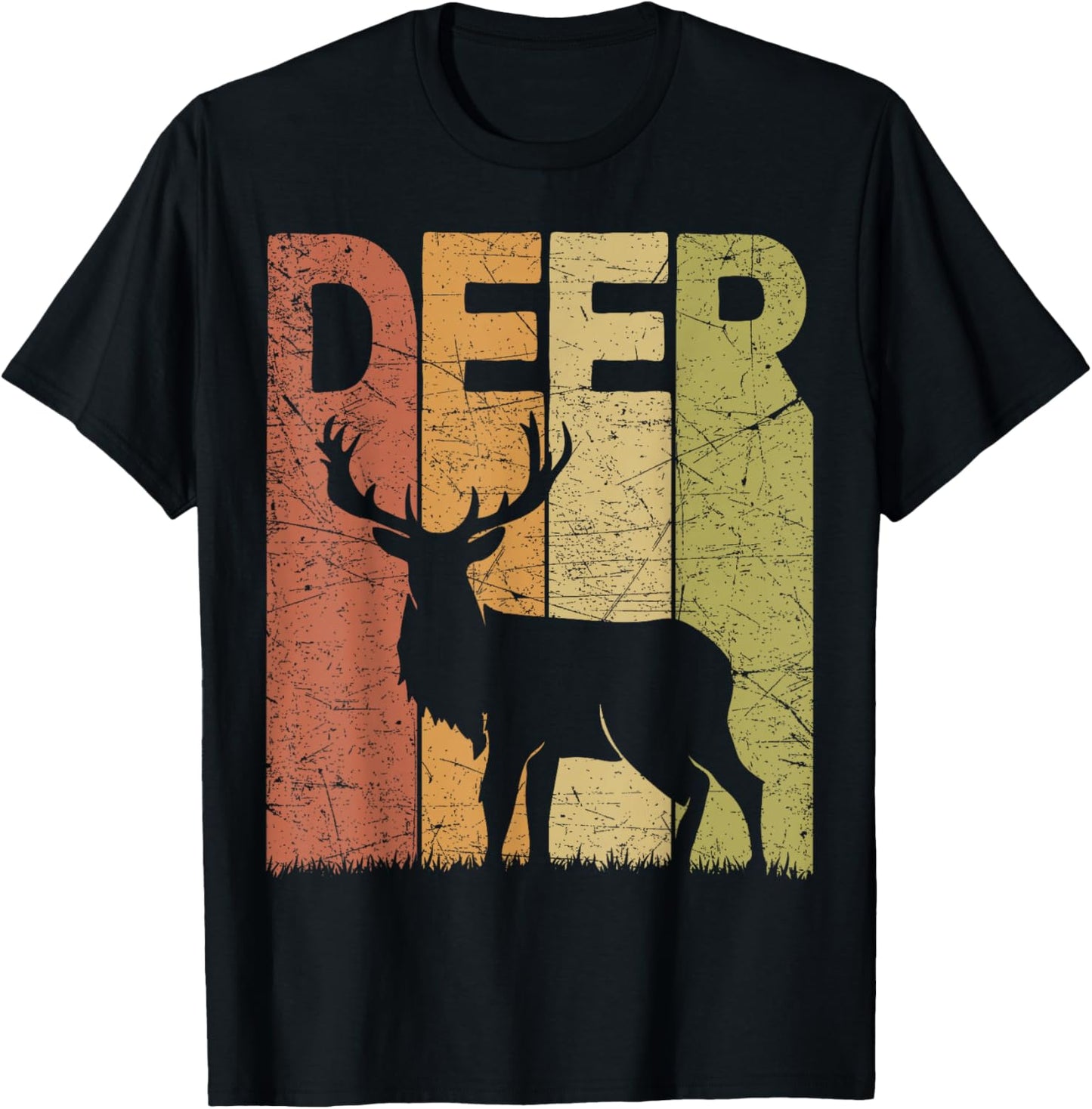 Deer Hunt Vintage Deer Retro Designs -Adults Kids Deer Graphic Retro Throwback Lettering Black Small Short Sleeve T-Shirt - T-Shirt | Black