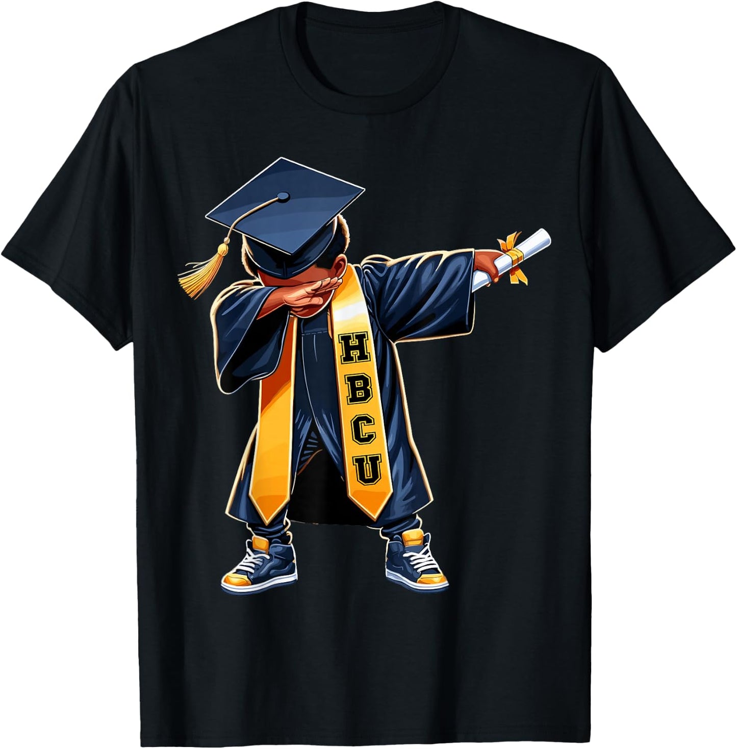 Kids HBCU Funny Boys Grad Dabbing Graduation T-Shirt - T-Shirt | Black