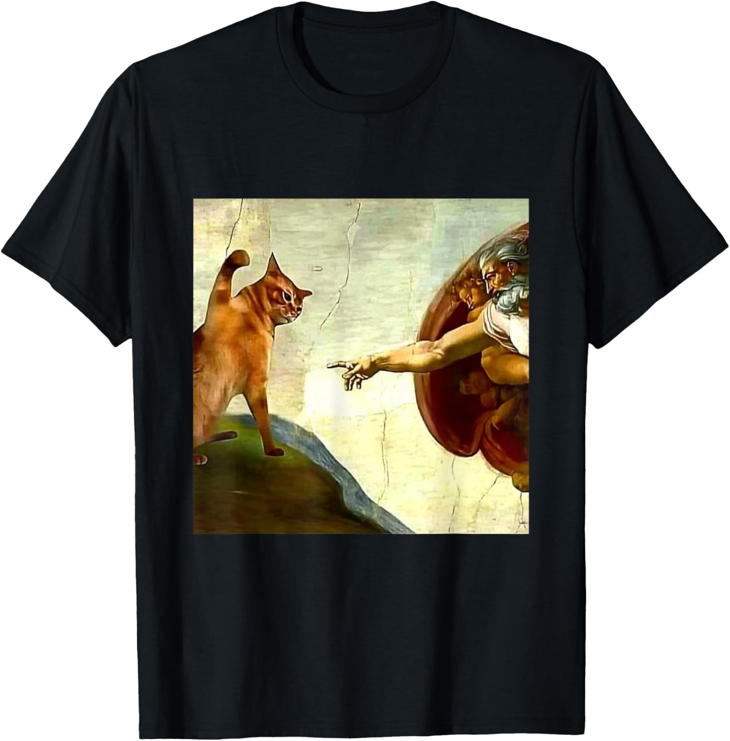 Oil Painting Cat Meme Funny Viral Internet T-Shirt - T-Shirt | Black
