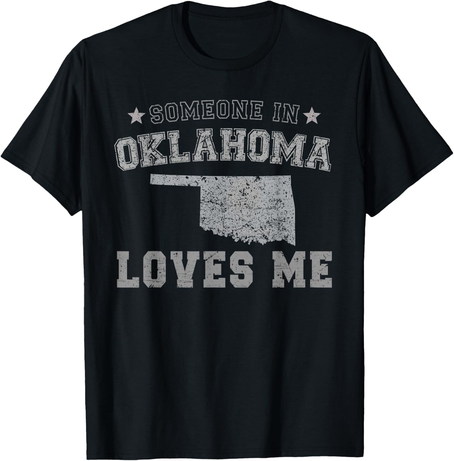Someone In Oklahoma Loves Me Heart Vintage State T-Shirt - T-Shirt | Black