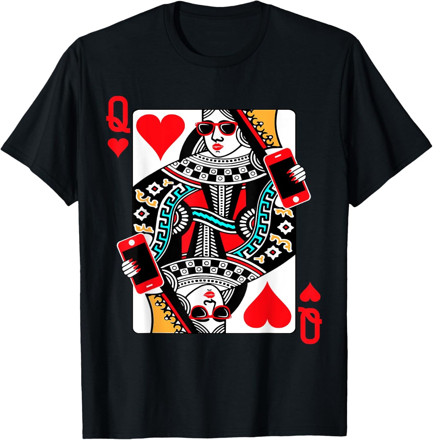 Qween Q of Hearts Funny Girls Blackjack Poker Casino T-Shirt - T-Shirt | Black
