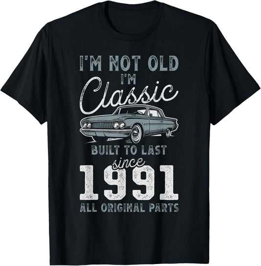 1991 Classic Car 35th Birthday T-Shirt - T-Shirt | Black