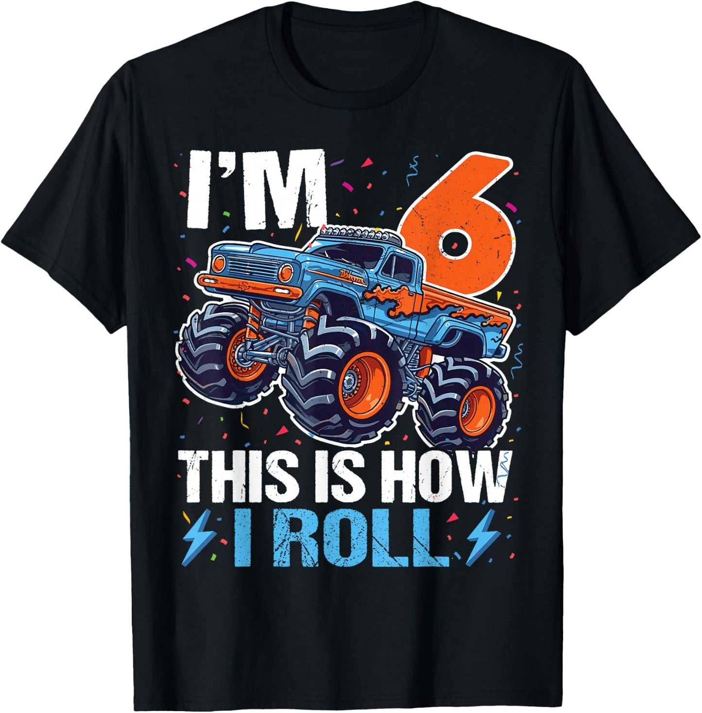 6th Birthday Monster Truck 6 Year Old Boys 6th Party T-Shirt - T-Shirt | Black
