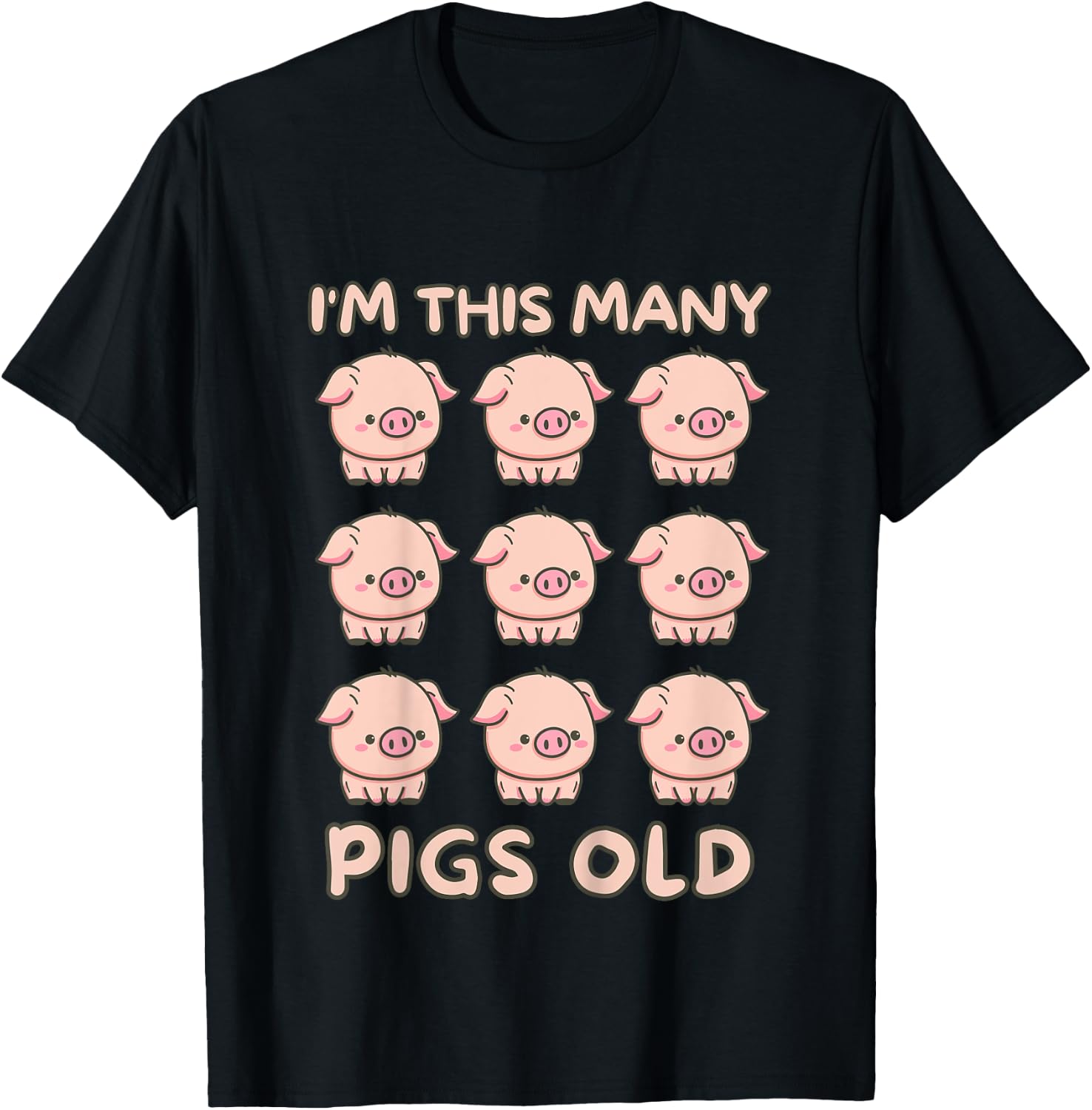 I'm This Many Pigs Old - 9th Birthday Pig 9 Years Old Bday T-Shirt - T-Shirt | Black