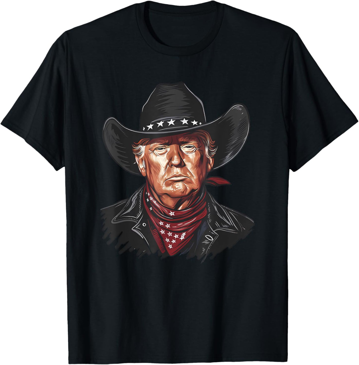 Funny Cowboy Western Donald Trump US Flag 2024 Election T-Shirt - T-Shirt | Black