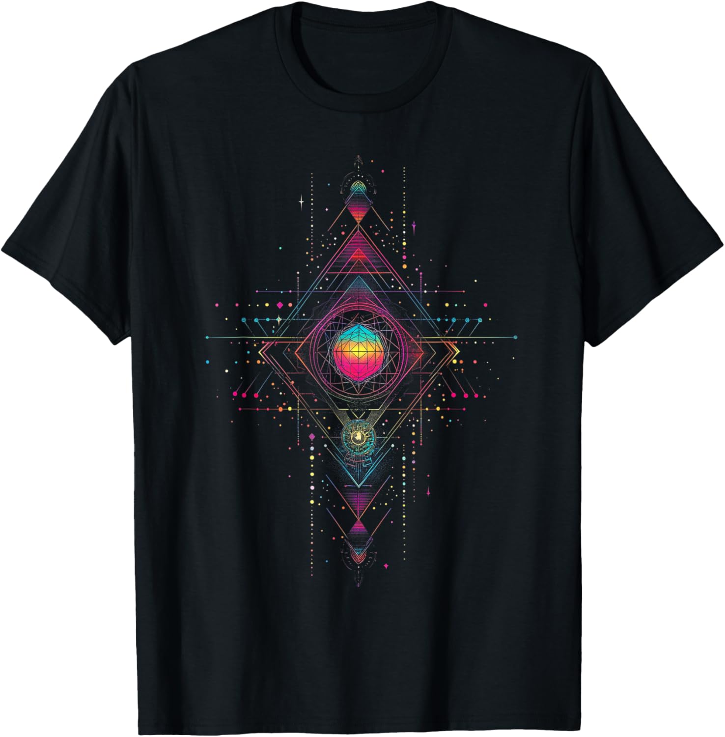 Sacred Geometry Metatron Cube Spiritual Yoga T-Shirt - T-Shirt | Black
