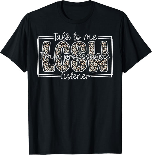 LCSW Professional Licensed Clinical Social Worker Leopard T-Shirt - T-Shirt | Black