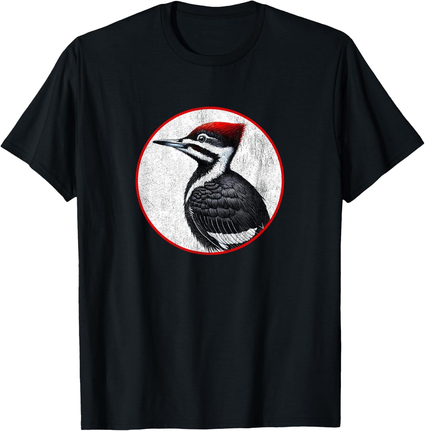 Colorful Retro Pileated Woodpecker Bird Design T-Shirt - T-Shirt | Black