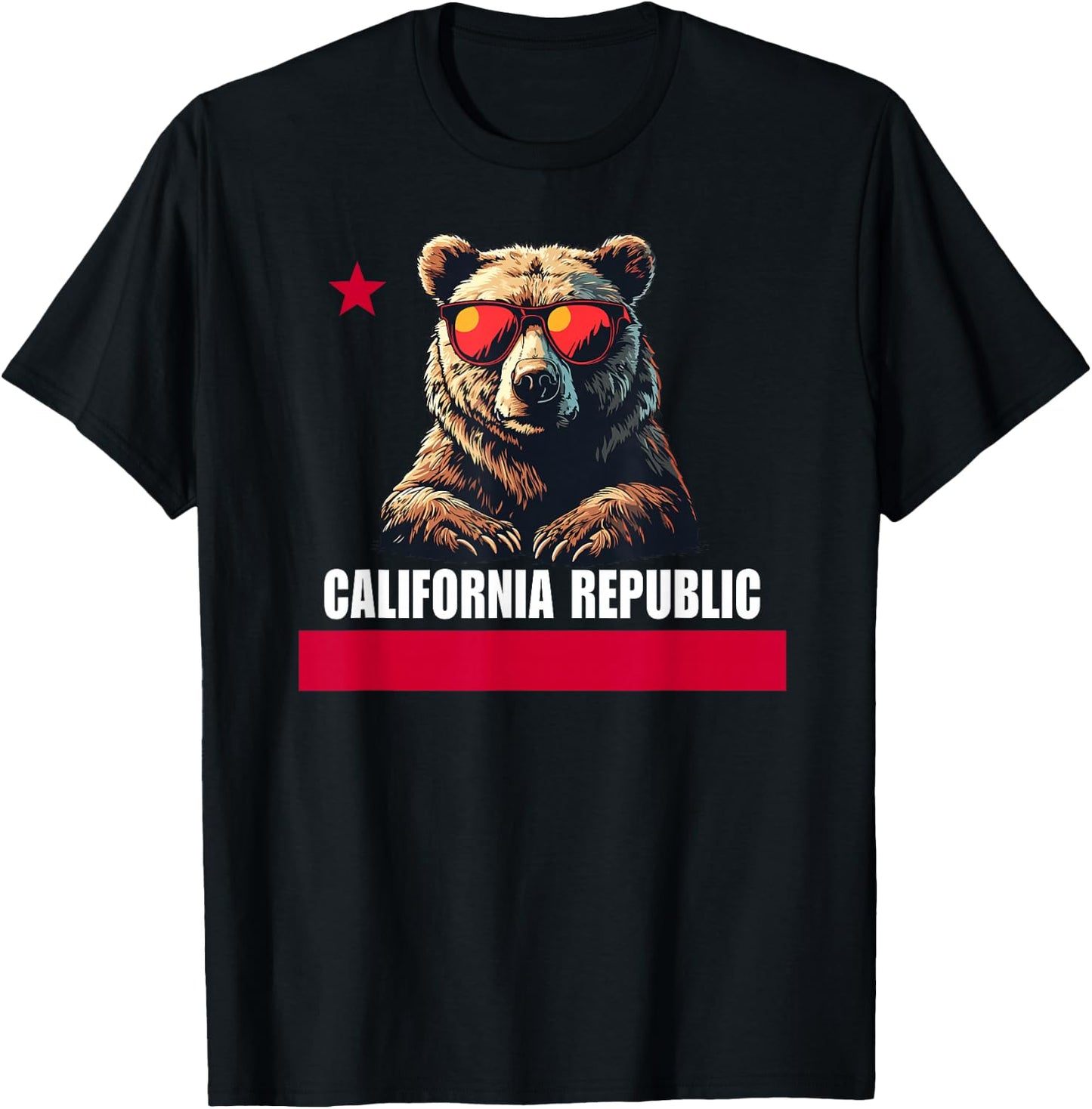 California The Golden State Bear Flag T-Shirt - T-Shirt | Black